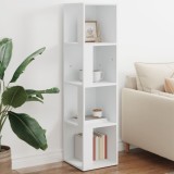 Dulap colt alb 33x33x132 cm PAL vidaXL, 4 compartimente, depozitare carti, decoratiuni, living, dormitor