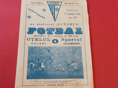 Program meci fotbal OTELUL GALATI - SPORTUL STUDENTESC BUCURESTI 27.04.1988 foto