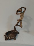 Superbă scrumiera ,statueta din bronz masiv Art-Deco,piesa veche