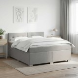 Cumpara ieftin Pat boxspring cu saltea Gri deschis 160 x 200 cm Tesatura