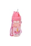 Cumpara ieftin Sticlă de apă pentru copii cu pai și curea, 350 ml, unicorn, roz, tip pop-up