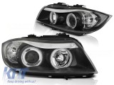 Set de faruri tuning cu ochi de &icirc;nger CCFL, potrivit pentru BMW 3 E90/E91 03.2005-08.2008, stanga si dreapta Performance AutoTuning