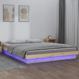 VidaXL Cadru de pat King Size 5FT cu LED, 150x200 cm, lemn masiv