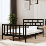 Cadru pat, negru, 140x190 cm, lemn masiv de pin GartenMobel Dekor, vidaXL