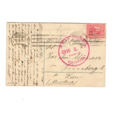 1916 - Carte postala circulata Bucuresti-Wiena, cenzurata la Timisoara