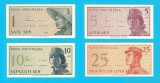 Indonezia SET 4x (p#90-93) 1+5+10+25 Sen 1964 UNC 'Voluntari'; (ROG CITITI DETALIILE!);