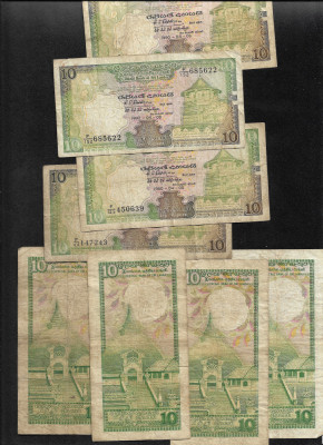 Sri Lanka (Ceylon) 10 rupees rupii 1987-89-90 VG-F pret pe bucata foto