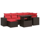 Cumpara ieftin Set canapele de gradina cu perne, 9 piese, maro, poliratan