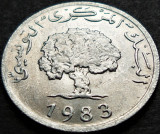 Cumpara ieftin Moneda exotica 5 MILLIEMES - TUNISIA, anul 1983 * cod 561 = A.UNC, Africa, Aluminiu