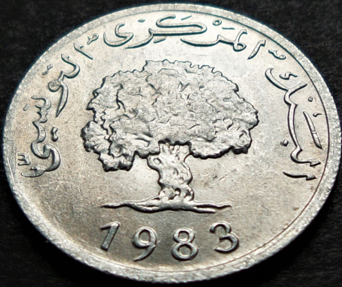 Moneda exotica 5 MILLIEMES - TUNISIA, anul 1983 * cod 561 = A.UNC