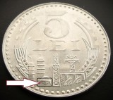 Moneda 5 LEI - RS ROMANIA, anul 1978 * cod 5434 = UNC picior stang mai mic