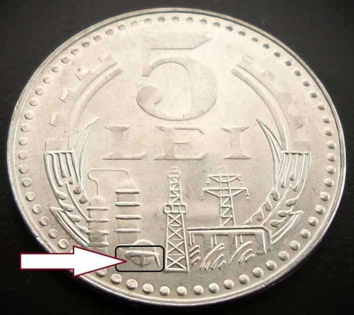 Moneda 5 LEI - RS ROMANIA, anul 1978 * cod 5434 = UNC picior stang mai mic