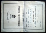 O.199 WWII GERMANIA FOAIE MATRICOLA DIPLOMA SCOALA MEDIE 1941 ABSCHLUSS ZEUGNIS