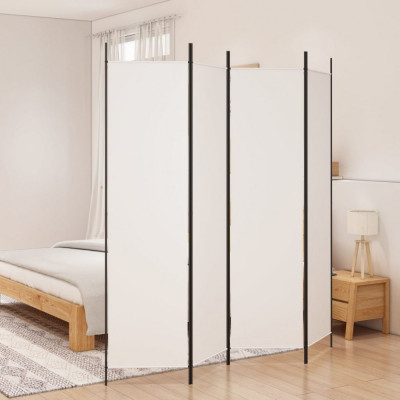 vidaXL Paravan de cameră cu 4 panouri, alb, 200x200 cm, textil foto