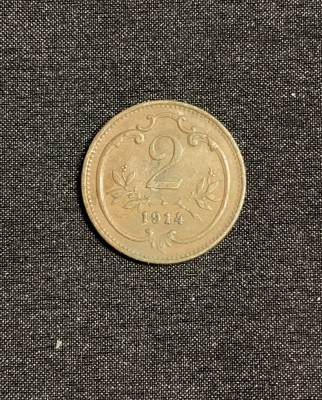 Moneda 2 heller 1914 Austria foto