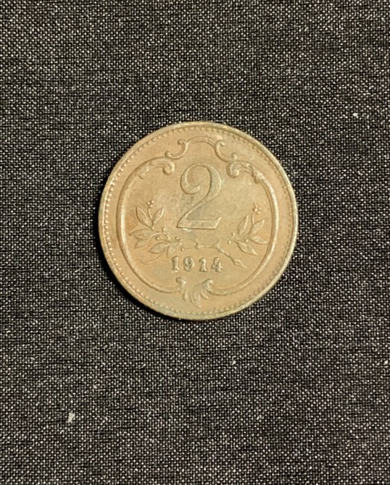 Moneda 2 heller 1914 Austria