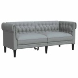 Cumpara ieftin Canapea Chesterfield cu 2 locuri, gri deschis, material textil