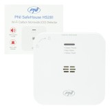 Senzor de monoxid de carbon (CO) PNI SafeHouse HS281 cu Wi-Fi, control din aplicatia Tuya Smart, alimentare baterii AA, 85dB, al