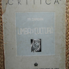 LIMBA SI CULTURA de TH. CAPIDAN , 1943