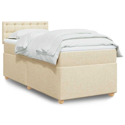 vidaXL Pat box spring cu saltea, crem, 80x200 cm, textil 3286526 foto