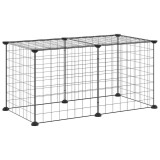 Cumpara ieftin Cusca animale de companie, 8 panouri, negru, 70x35x35 cm, otel