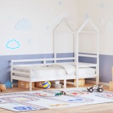 VidaXL Pat de zi cu acoperiș, alb, 80x200 cm, lemn masiv de pin 3282201