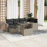 Cumpara ieftin Gossi set canapele de gradina cu perne, 7piese gri deschis poliratan