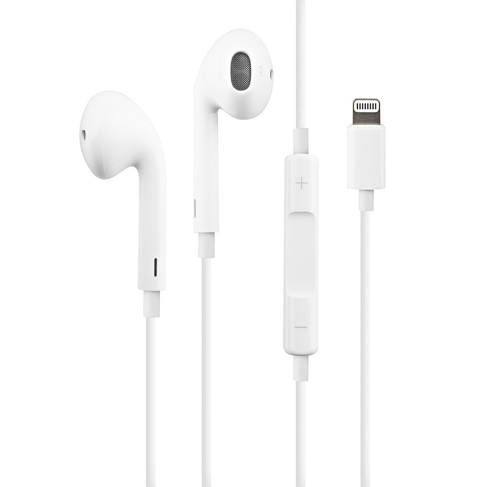 Casti cu microfon pe fir Apple EarPods cu mufa Lightning model MMTN2ZM/A ,  albe , bulk (fara ambalaj) | Okazii.ro