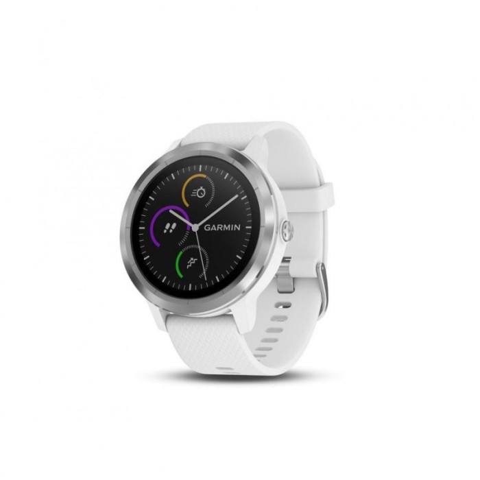 Ceas smartwatch garmin vivoactive 3 gps argintiu curea silicon alba Ceas smartwatch garmin vivoactive 3 gps argintiu curea silicon alba