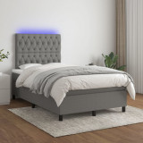 Cumpara ieftin Pat cu arcuri, saltea și LED, gri &icirc;nchis, 120x200 cm, textil