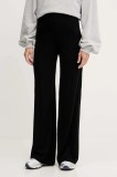 EA7 Emporio Armani pantaloni cu l&acirc;nă culoarea negru, lat, high waist, AF17576.7W000778
