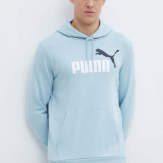 Puma bluză bărbați, culoarea turcoaz, cu glugă, imprimeu 586765