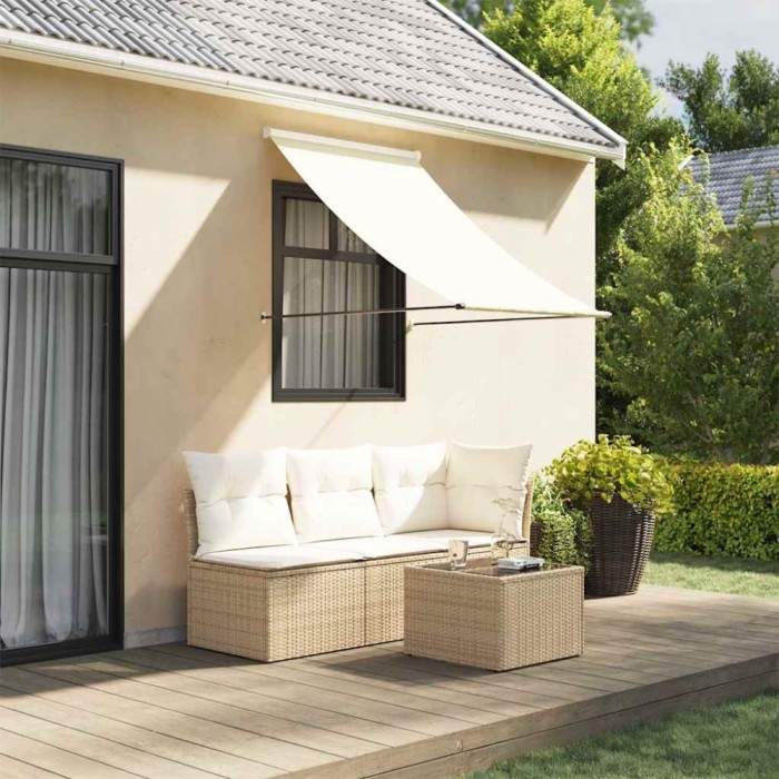 vidaXL Copertină retractabilă, crem, 150x150 cm, țesătură și oțel 368758