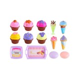 Set Jucarii Inghetata, Prajituri si Platou, Plastic, Multicolor, Fete +3 Ani