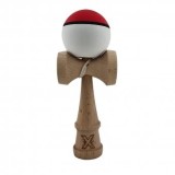 Kendama X Originala ,Kendama Profesionala din Lemn, Rubber Grip, 18 cm, Rosu/Alb