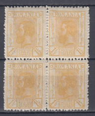 ROMANIA 1911 LP 68 CAROL I SPIC DE GRAU BLOC DE 4 TIMBRE MNH/SARNIERA foto