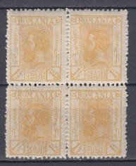 ROMANIA 1911 LP 68 CAROL I SPIC DE GRAU BLOC DE 4 TIMBRE MNH/SARNIERA foto