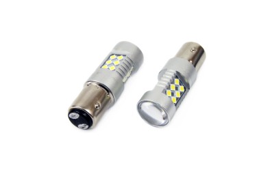 Set 2 becuri auto cu LED AMIO 12-24V, BA15D P21W-5W, 24 SMD 3030 foto