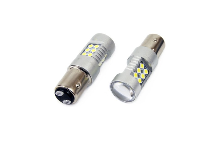 Set 2 becuri auto cu LED AMIO 12-24V, BA15D P21W-5W, 24 SMD 3030