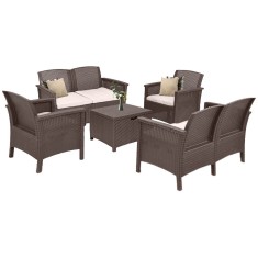 Set de mobilier de grădină Venus II cu 6 locuri, maro grafit