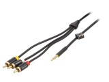 Cablu Jack 3,5mm la RCA x3 2m Aurit Negru PVC