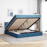 VidaXL Cadru de pat otoman cu saltea Albastru &icirc;nchis 180x200cm catifea