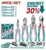 TOTAL - SET 4 CLESTI - CLESTE CU VARF ASCUTIT 6&#039;&#039;, CLESTE TAIETOR 7&#039;&#039;, PATENT 8&quot;, CLESTE UNIVERSAL 8 PowerTool TopQuality