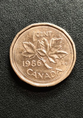 B 11 Moneda 1 Cent Canada 1986 foto