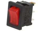 Comutator Rocker SPST ON-OFF 16A/12VDC cu LED Roșu
