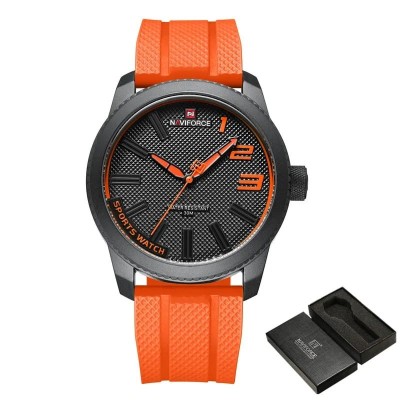 Ceas barbatesc Naviforce Military Sport Quartz Analog Silicon Portocaliu foto