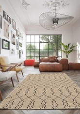 Covor Belgian, Georgia 39642, Bej/Negru, Diverse Dimensiuni - 140x200 foto