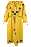 Rochie dama casual RDF, galben , marimea S, Bumbac