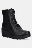 Fly London bocanci de piele BIRR534FLY culoarea negru, toc pana, P501534000