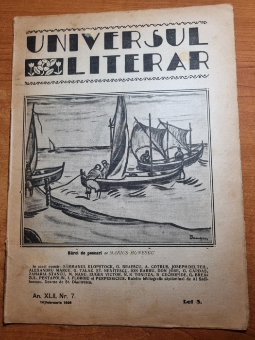 universul literar 14 februarie 1926-zaharia stancu,tudor vianu ,gheorghe lazar
